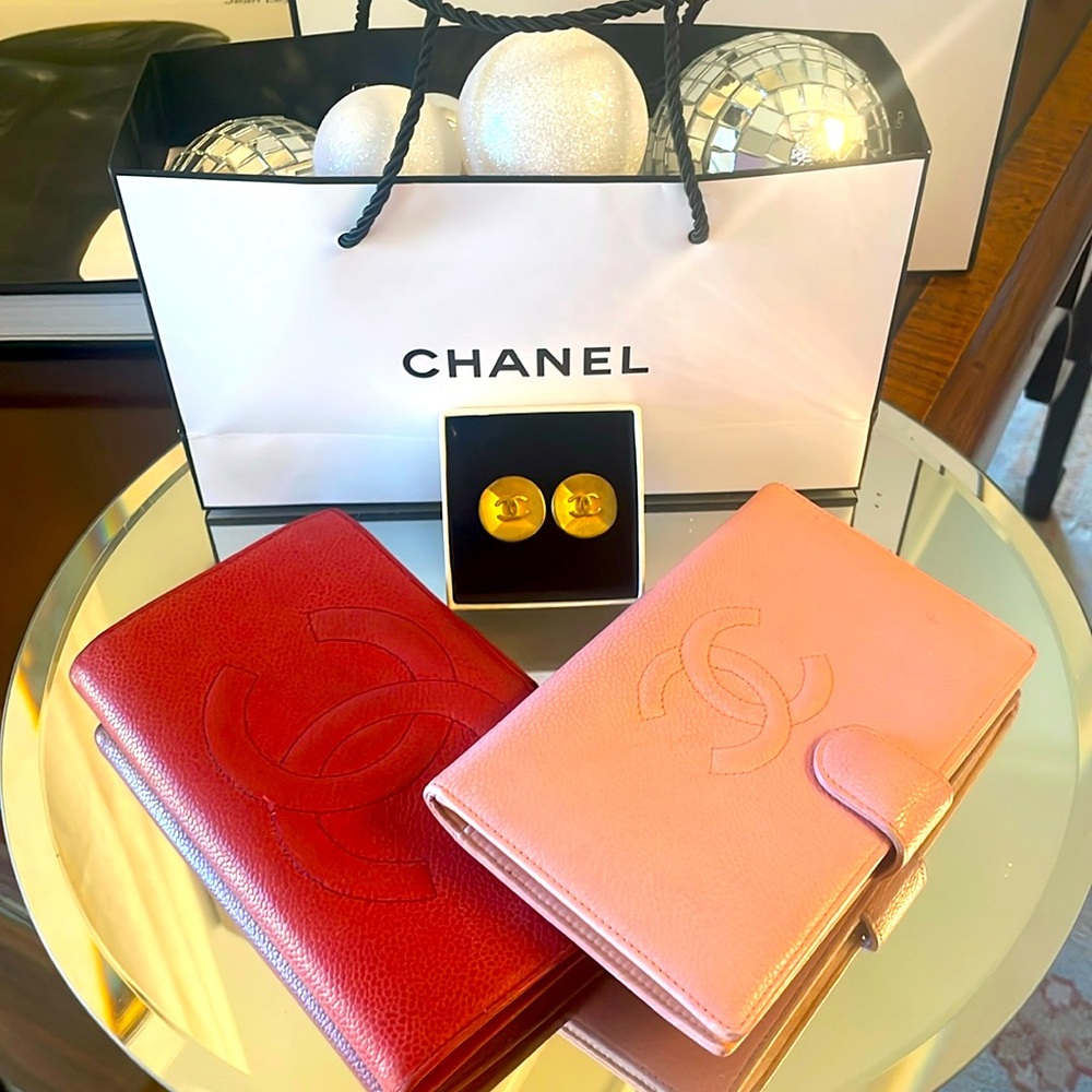 CHANEL bundle of 2 wallets and vintage earrings!